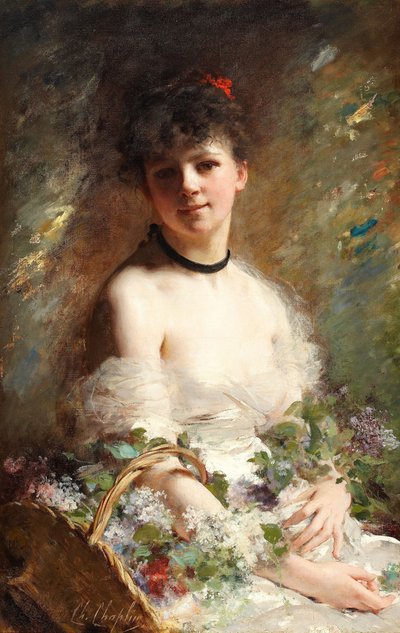 Jeune femme avec panier de fleurs - Charles Joshua Chaplin